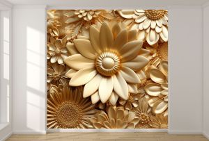 T9234 Wallpaper 3D Golden flowers