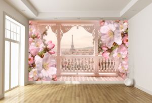 T9152 Wallpaper Terrace with  view of Paris