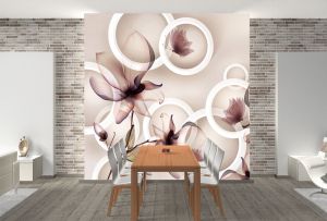 T9155 Фототапет 3D Цветя и кръгове
