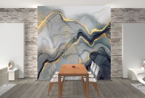 T0792 Wallpaper Abstraction in grey and gold