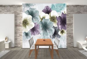 T0990 Wallpaper Abstraction with flowers